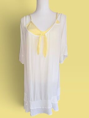 Torrid White Swim Coverup with Cold Shoulder and Tunic Design.